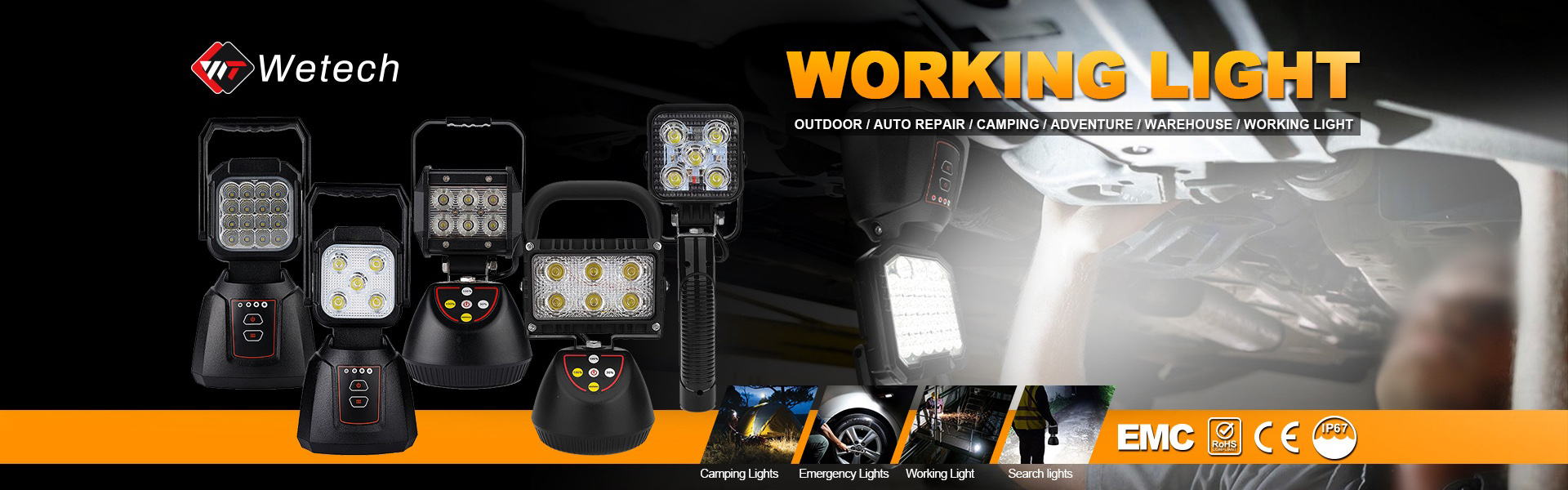 Projecteur de logo gobo, lumière de travail LED, lumière du chariot à LED,Wetech Electronic Technology Limited